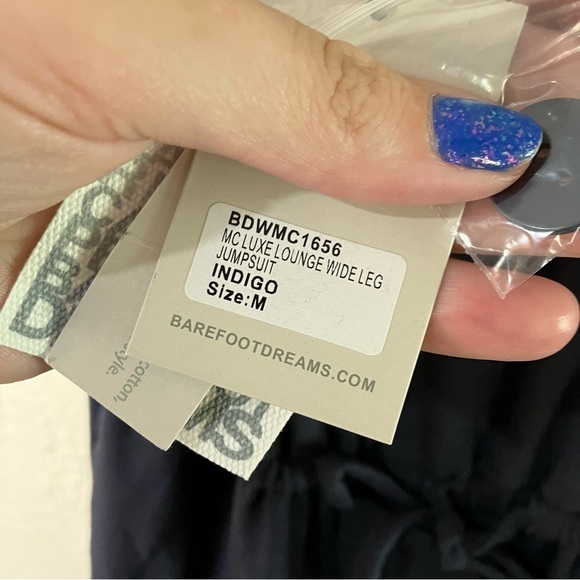 Barefoot Dreams Malibu Collection Luxe Collection Wide Leg Jumpsuit in Indigo - Picture 13 of 13